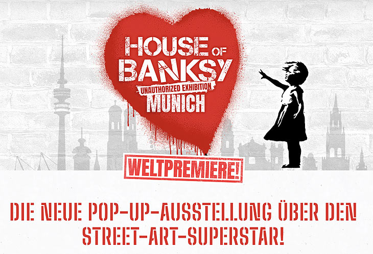 „House of Banksy – An Unauthorized Exhibition" ab 14.06.2024 im B-TWEEN, dem Untergeschoss des ehemaligen Galeria Kaufhof am Stachus